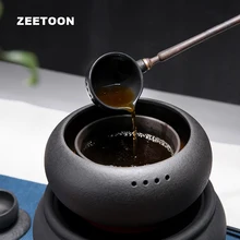 Дзен японский чайный набор кунг-фу из вулканической породы, грубая керамика, чаша для чая, черный чай, пуэр, чайник, здоровый нагреватель, набор пиал