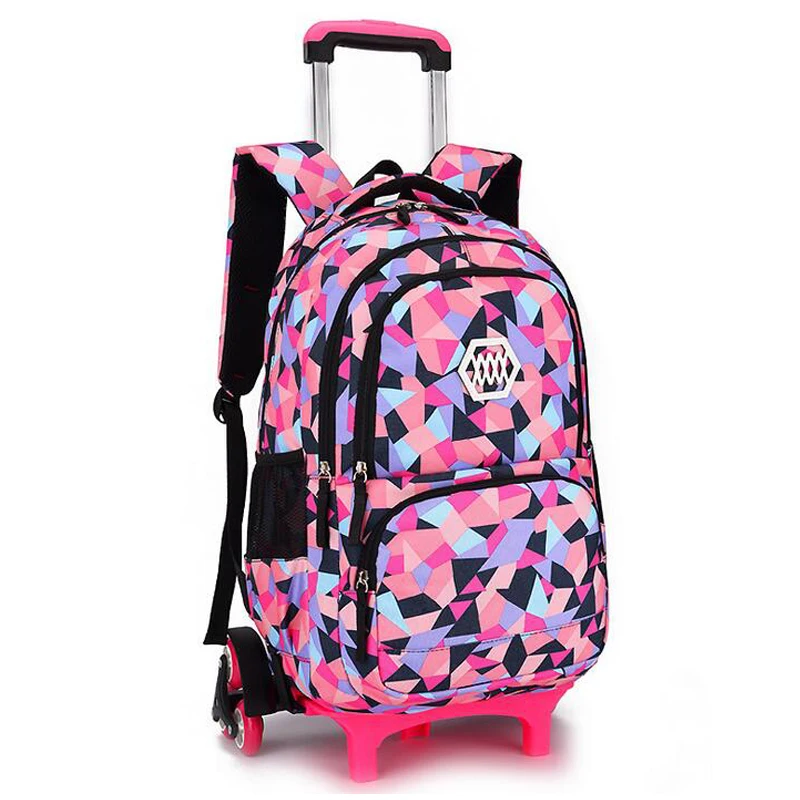 Removable Children School Bags with 2/6 Wheels for Girls Trolley