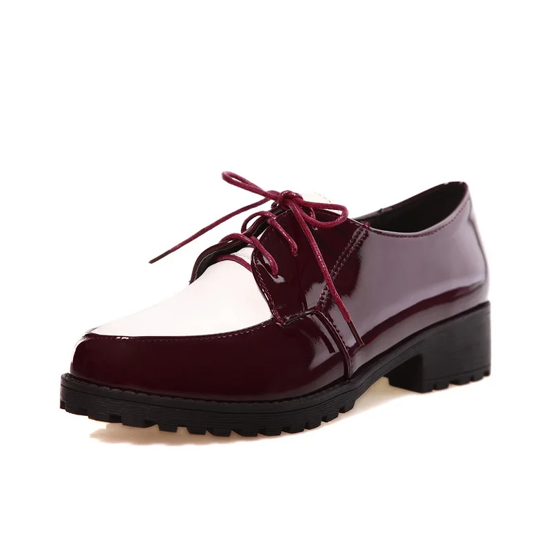 

School wind 2019 spring new joker color matching size 43 yards 32 - low heel side with lace-up single woman shoes