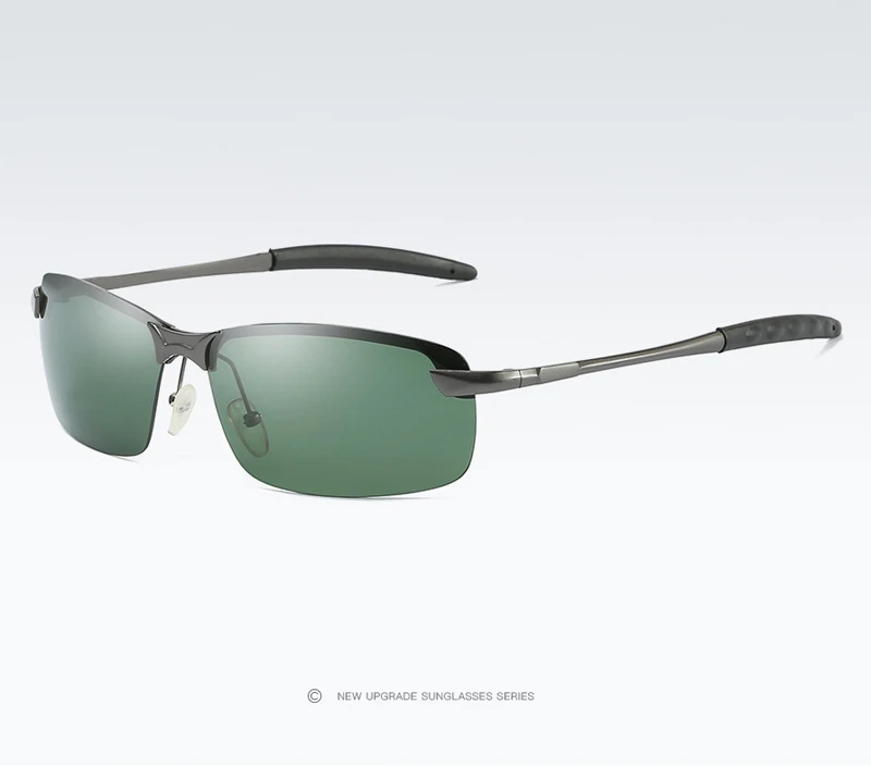 RoShari, мужские поляризованные солнцезащитные очки, классические, дизайнерские, зеркальные, антибликовые, для вождения автомобиля, солнцезащитные очки для мужчин, gafas de sol hombre A63 - Цвет линз: Gun and green
