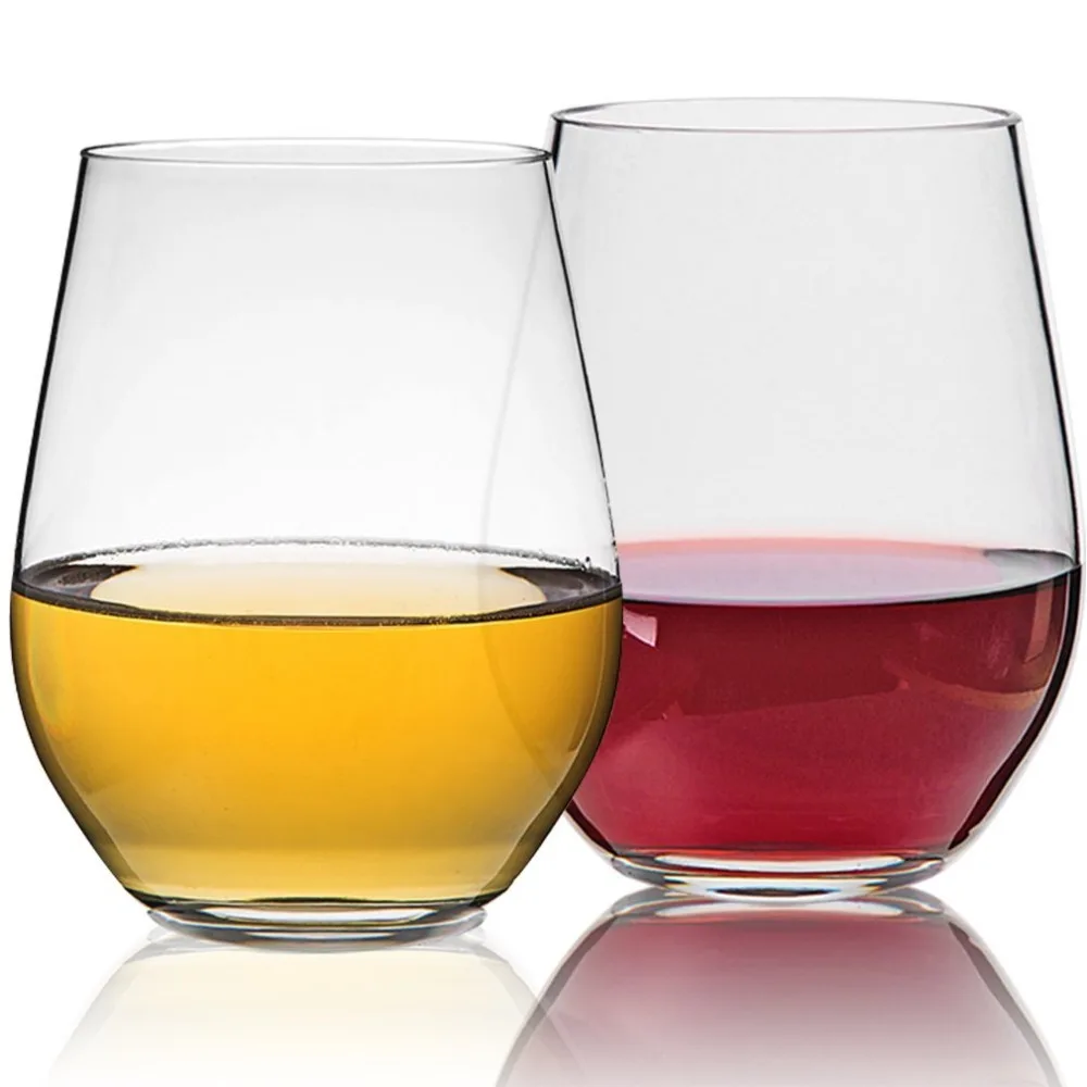 Stemless PET бокалы для вина-небьющиеся многоразовые для красного или белого вина вечерние сладости мороженое, 16 унций, набор из 4