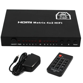 

HDMI switch 4x2 4K Hdmi Splitter Ultra HD 3D HIFI True Matrix Switcher/Splitter Supporting 4K/3D/1080P with IR Remote