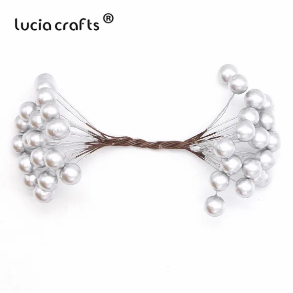 Распродажа! Lucia crafts 1 букет/5 букетов 10 мм Пена Искусственные фрукты тычинки Рождественский Декор DIY Подарочная коробка букет A0506 - Цвет: silver  1bouquet