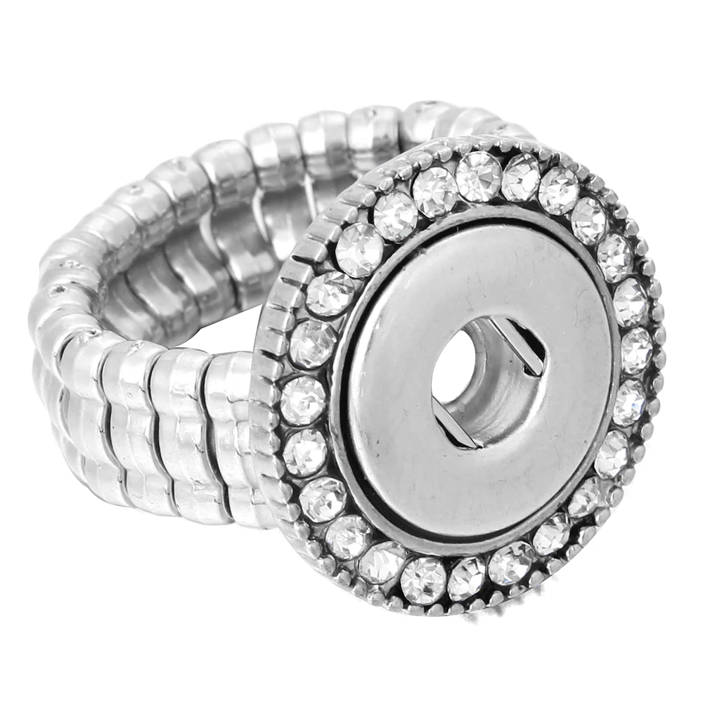 New Rhinestone Adjustable Ring Snap Button Rings For Snap Jewelry Snap Rings Fit 12mm Metal Snap