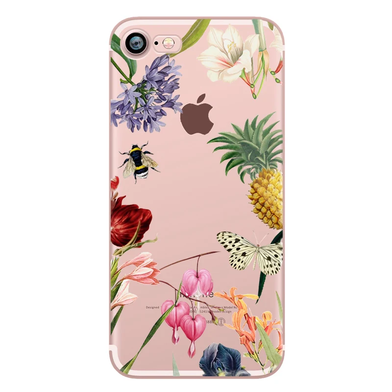 Summer Flower Fresh Retro Rose Peony Silicon Transparent TPU Soft Clear Phone Case for Apple iphone 5S 6S 6plus 7plus SE 5 Coque (7)