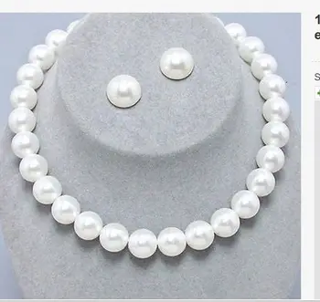 

sets of 12-13mm south sea round white pearl necklace earring