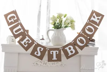 

Free Shipping 1 X GUESTBOOK Banner Wedding Party Garland guestbook Photo Props Decoration
