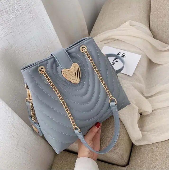 

Pu Leather Thread Heart Buckle Bucket Bag Handbag Women Crossbody Bag Female Shoulderbag Bolsa Feminina Sac #1690