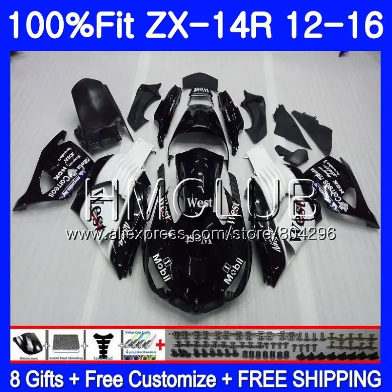 

Black west Injection For KAWASAKI NINJA ZX 14R ZX14R 12 11 13 14 15 16 50HM.8 ZZR1400 ZX-14R 2011 2012 2013 2014 2015 Fairing