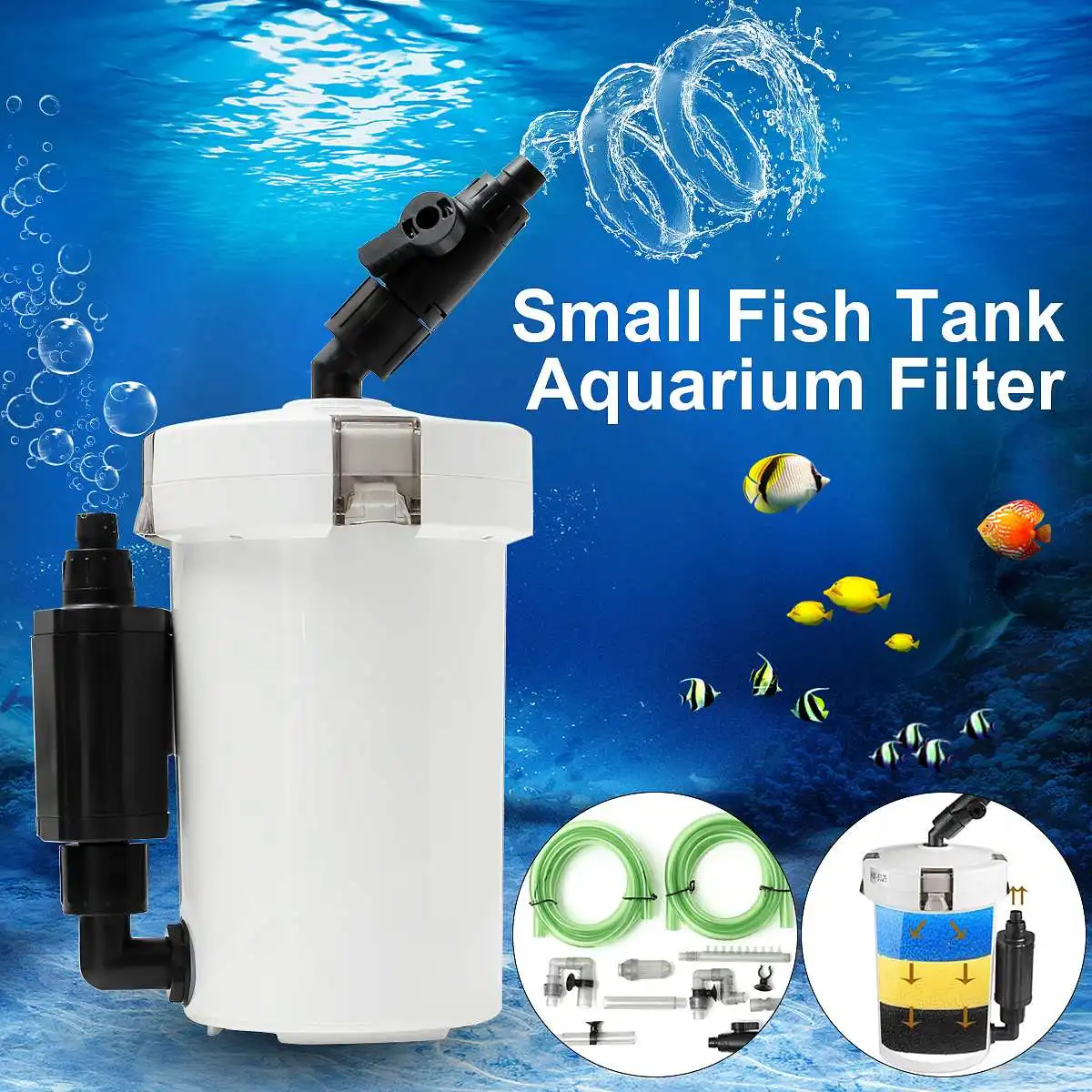 

1Pcs HW-603BL 6W External Canister Filter Table Top Aquarium Fish Tank 400L/h Mini Aquarium External Canister Filter