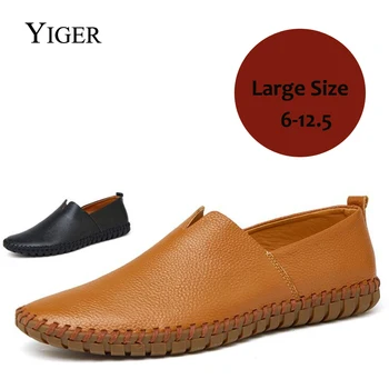 

YIGER New 2018 Summer Man Boat shoes Cow Leather Casual Men Shoes Leisure Man Loafers Breathable Black/Brown Free Shipping 0121