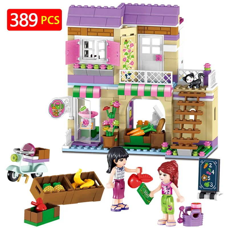 

New Technic Building Blocks LegoINGLYS Girls friend Heart Lake City Food Store Action Figures Series DIY Bricks Toys For Kids