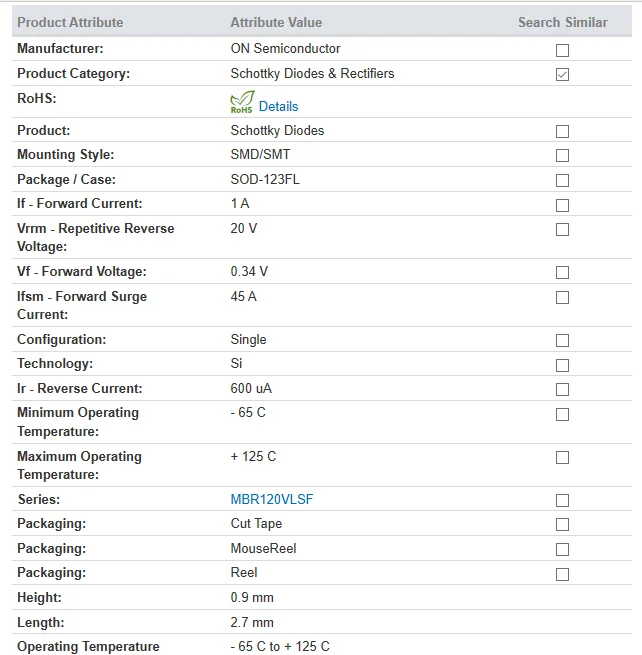 MBR120VLSF MBR120VLSFT1G SOD-123FL модуль в чип