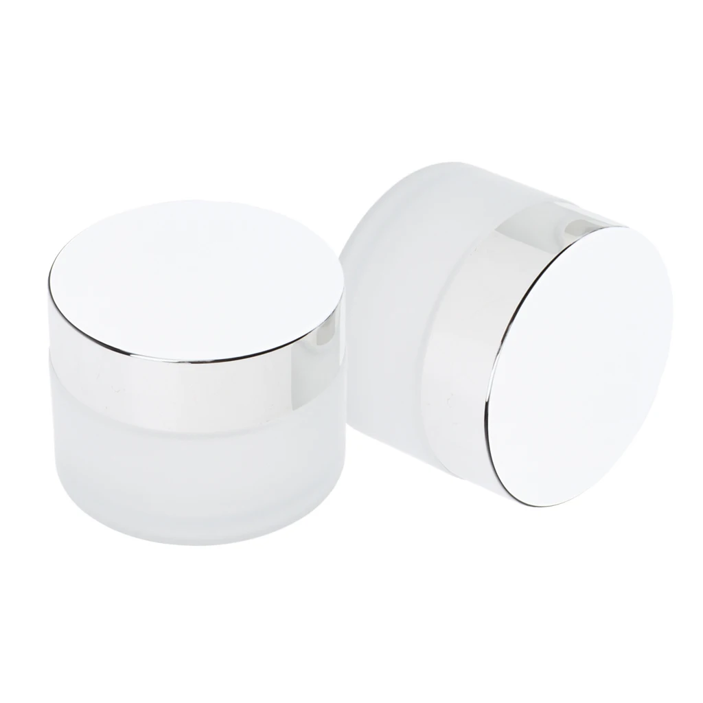 2 Pieces Empty Glass Cosmetic Jar Travel Portable Bottles Lotions Oils Jars Translucent Glass for Powder Foundation Liquid