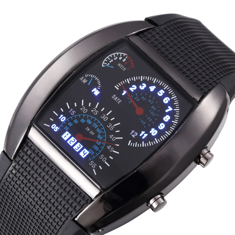 2017 Fashion Casual Digital Led Watches Cool Car Meter Dial Unisex