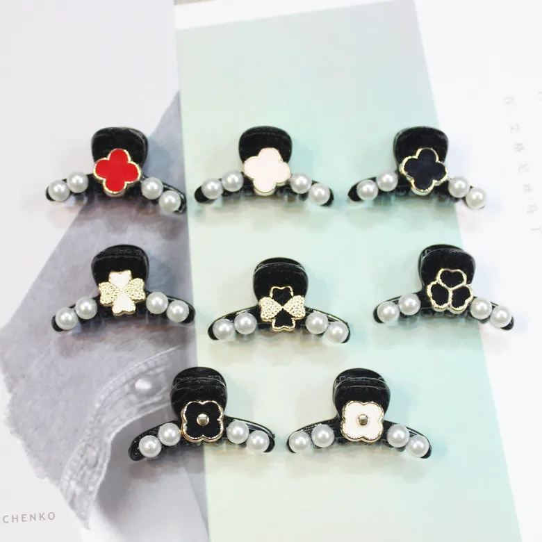 

New small size Pearl rose Flower Hairpins Hair Crab Clip Plastic Hair Claws For Women Clamp Resin Barretes Gripper headwear
