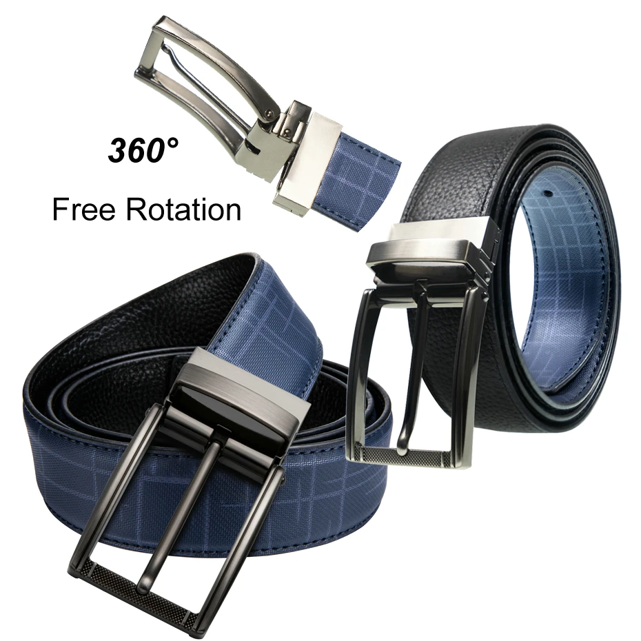 

DUBULLE Mens belt Cow Genuine Leather Luxury Strap Male Belts for Men Blue and Brown Colors Vintage Pin Buckle Belt Man