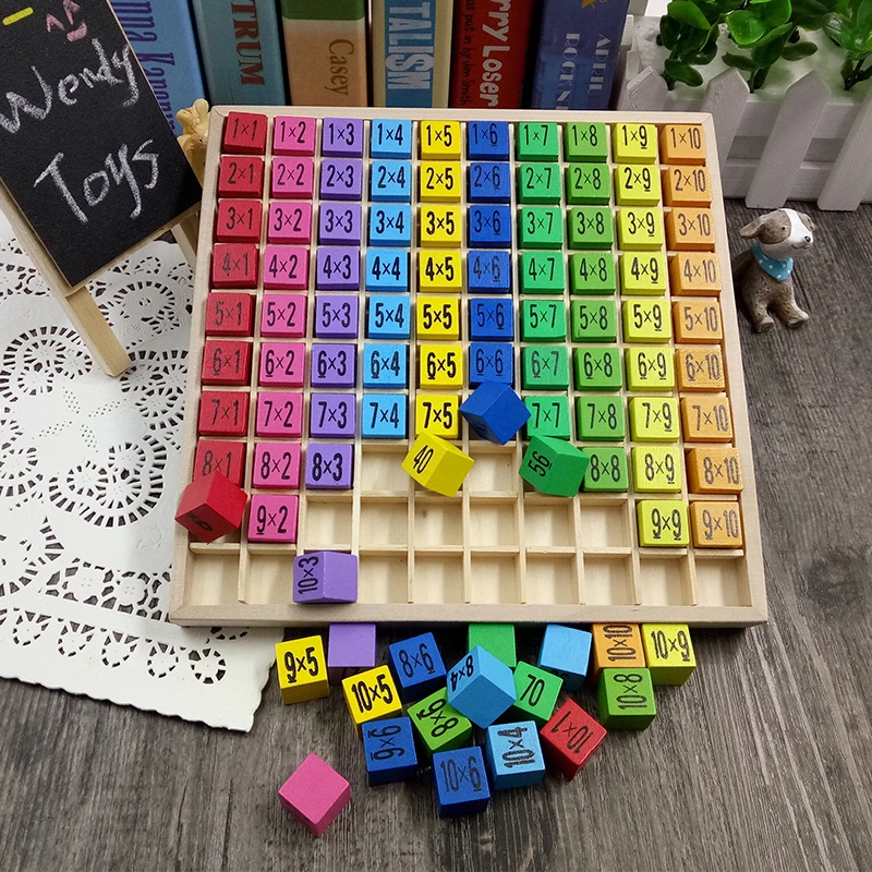 Baby Wooden Educational Math Toys 99 Multiplication Table 10*10 Figure Blocks Baby learn montessori gifts