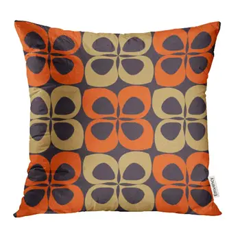 

Pillow CoversOrange 60S Sixties Seventies Styled Pattern Beige 1960S 1970S Retro Funky Flora Cover Pillowcase Square Case