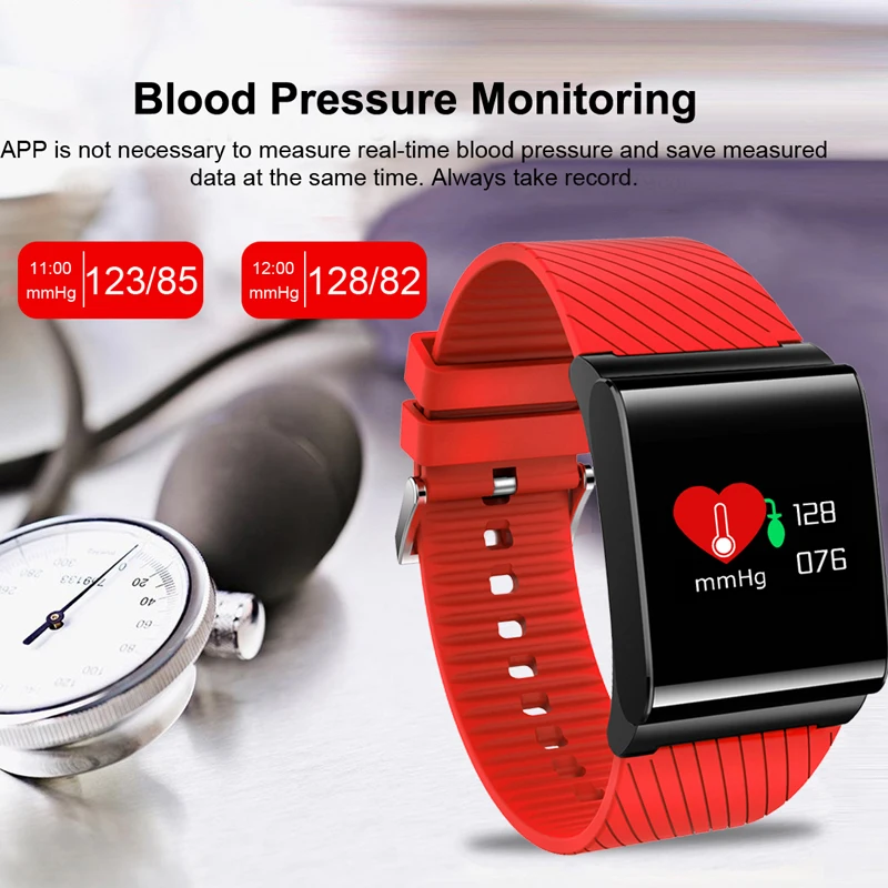 Smart Bracelet for Blood Pressure Blood Oxygen Heart Rate Detection Smart Watch with Color Screen OLED Watch men woman WISHDOIT