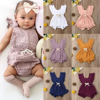 

Hot sell floral bubble Rompers Newborn Baby Cotton Ruffle Rompers Girls Summer Style Clothing Photography baby girl clothes