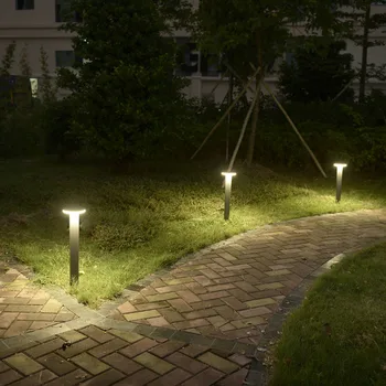 

BECOSTAR Aluminum Gray Outdoor Garden Court Yard Light Path Lawn Bollard Lamp 12W, 85-265Vac