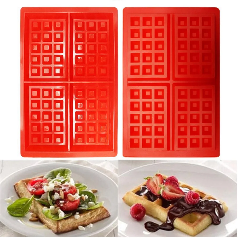 

1PC 4 Grid Cookie Silicone Mold Square-shaped Waffles Baking Mould Cake Ice Pan Molde Kids Home DIY Handamde Cooking Gadgets