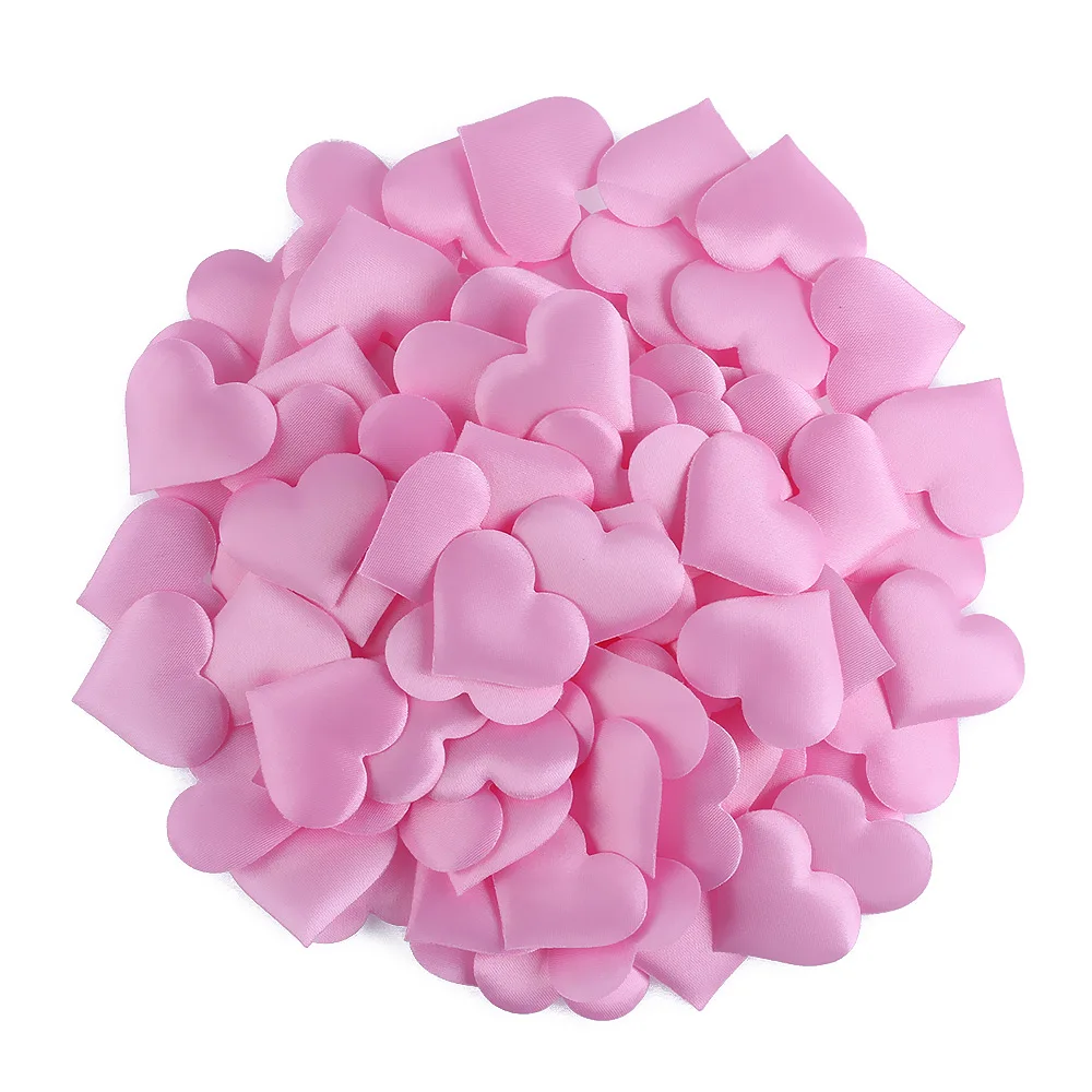 100Pcs Beautiful Padded Fabric Throwing Petals Romantic Love Heart Table Wedding Party Decoration DIY Craft Table Decoration - Цвет: Pink