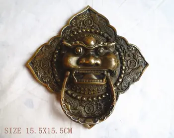 

Chinese Bronze Foo Dog Lion square Door Knocker 6"High
