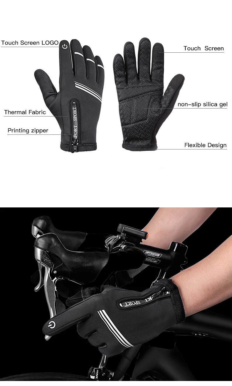 Полный палец перчатки сенсорный экран термальность флис велосипед Прихватки для мангала Спорт Дорога MTB дышащие перчатки для велосипедистов для женщин
