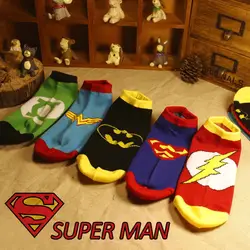 Marvel Comics/носки с героями мультфильмов «Супермен», «Бэтмен», носки-лодочки, высокие температуры, с прострочкой, Нескользящие Повседневные