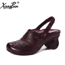 2018 summer high heel women sandals elegant women fashion sandals genuine leather hollow out thick heel