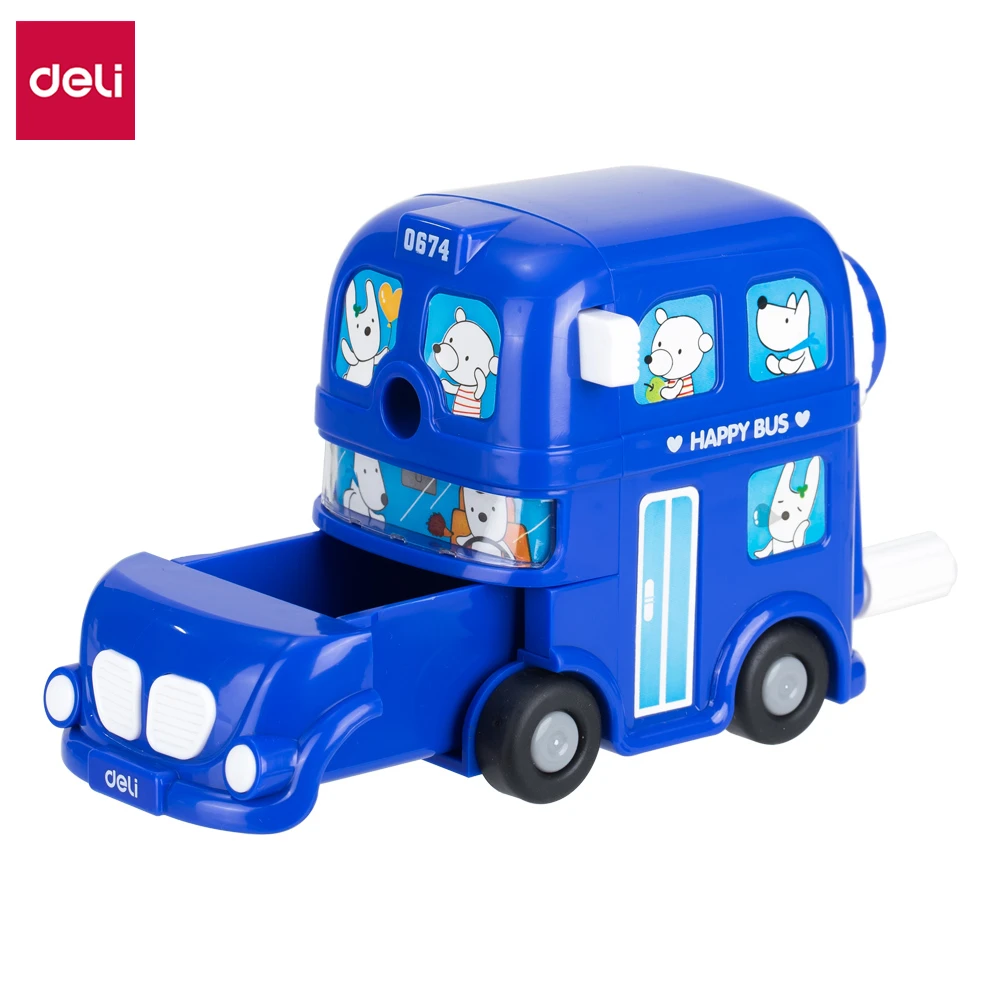 

DELI E0674 Rotary pencil sharpener pencil cutter Gift Bus cute sharpener knife smooth sharpening school accessories stationery