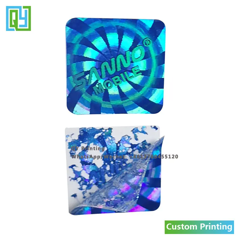 10000pcs 19x19mm 무료 배송 사용자 정의 인쇄 블루 호 일 홀로그램 스티커 3D 블루 레이저 홀로그램 이름 로고 보안 인감 레이블