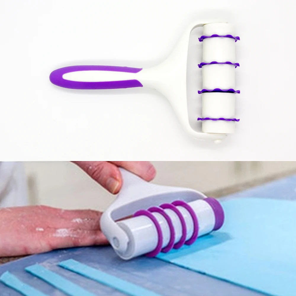 Plastic Fondant Strip Ribbon Cutter Embosser Roller