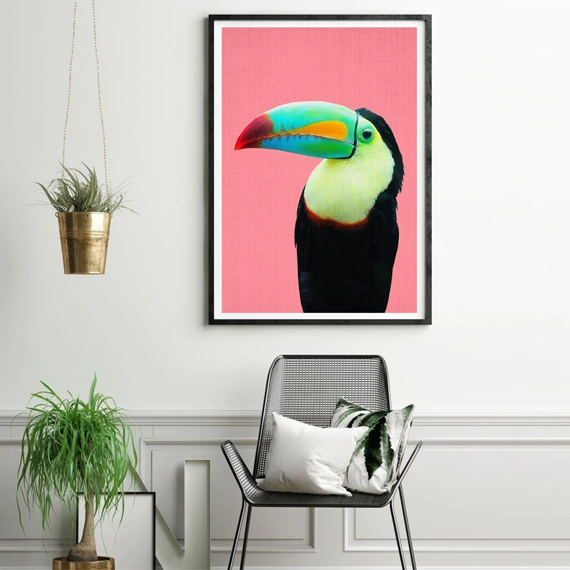 Холст с изображением птиц Toucan Современная фотография яркий красочный большой