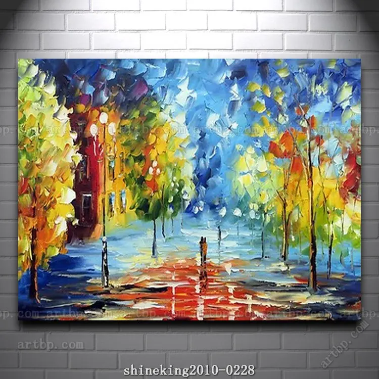 colorful Palette Knife oil painting on canvas modern flower painting