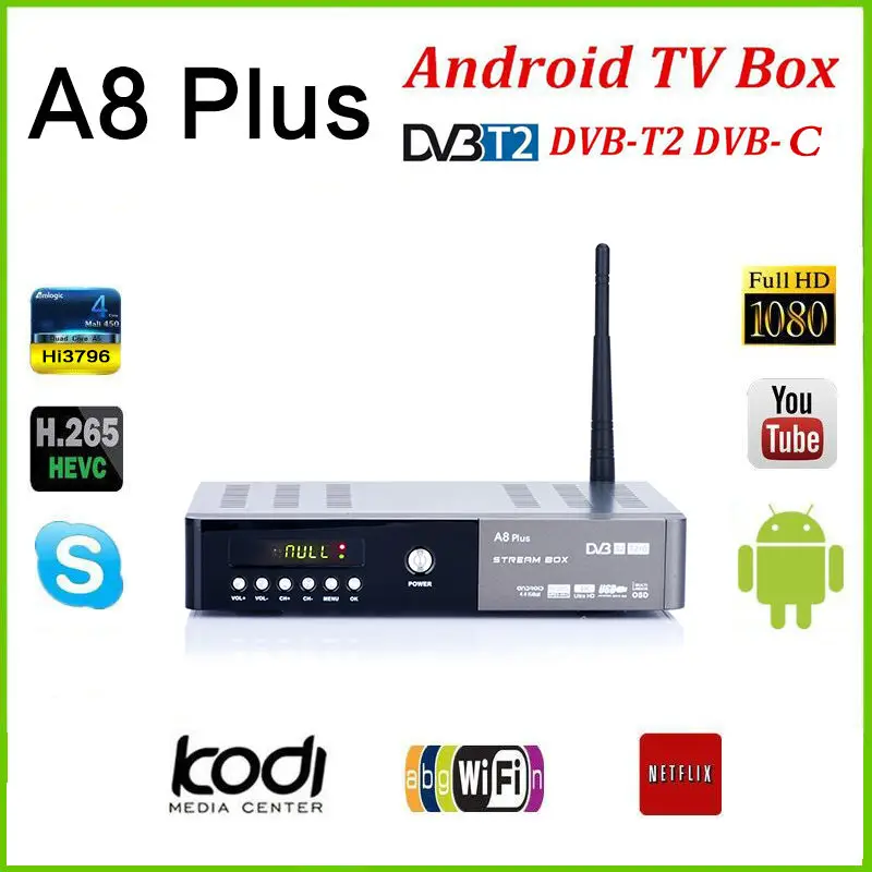 

A8 plus DVB-S2 DVB-T2 S2 Android Smart TV Box HD Satellite TV Receiver PowerVu Biss key Cccam Wifi Media player iptv pvr
