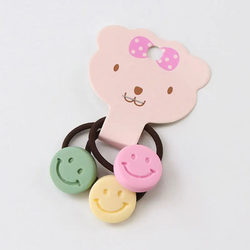 3Pcs/Set Good Quality Candy Colors Cartoon Acrylic Girls Elastic Rubber Bands Cute Hair Bands Ponytail Holder Hair Accessories