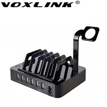 VOXLINK 8.8A Universal USB Dock Charger Station 6 Port USB Fast Charging with Holder For Samsung iPhone Mobile Phone Watch iPad