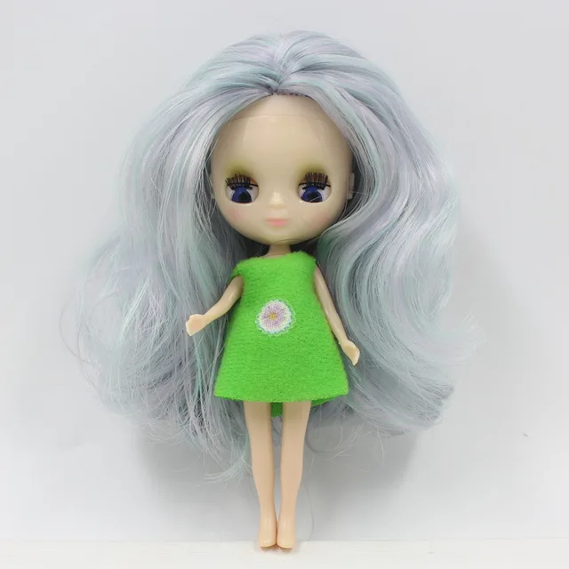 DBS blyth mini doll toy 10CM toy nude doll colorful long hair 3