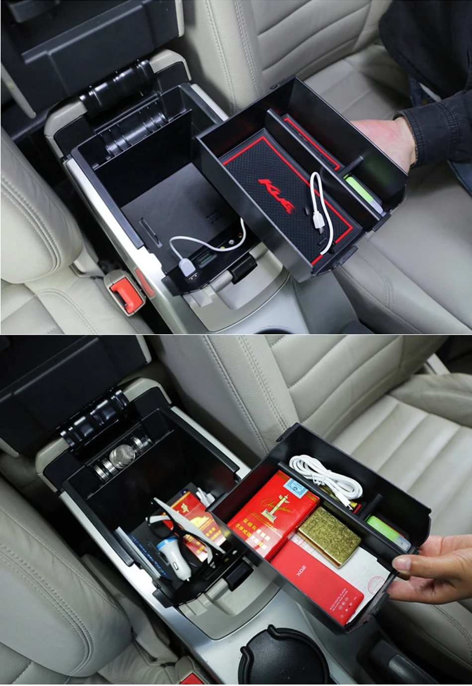 Жеребенок сжигание ABS черный автомобиль центральный ящик для хранения подлокотник коробка для хранения для Ford Kuga Escape 2013- Аксессуары