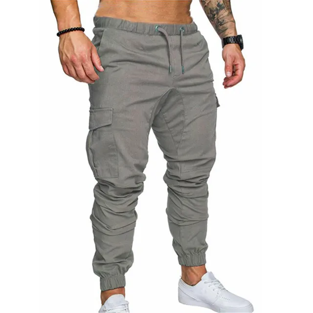 2018 Plus Size Men’s Long Pants Multi-pocket Solid Slim Male Cargo Pants Elastic Waist Joggers Fashion Casual Military Trousers