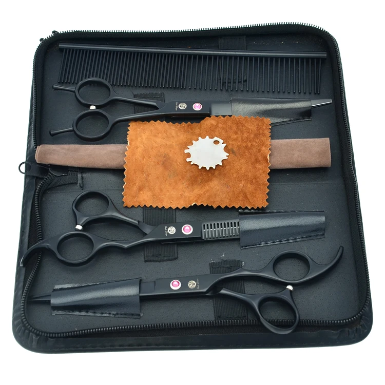 

7.0" Professional Pet Scissors for Dog Grooming Japan 440c Animal Straight &Thinning & Curved Shears Pet Trimmer Clipper LZS0358
