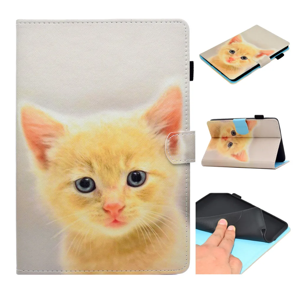 Cartoon Print Stand Case Card Slot TPU+PU Leather Magnet