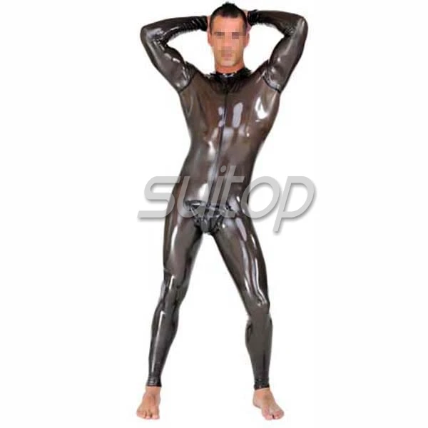 

Classical latex tights latex rubber leotard for men transparent bodysuit teddies male SUITOP