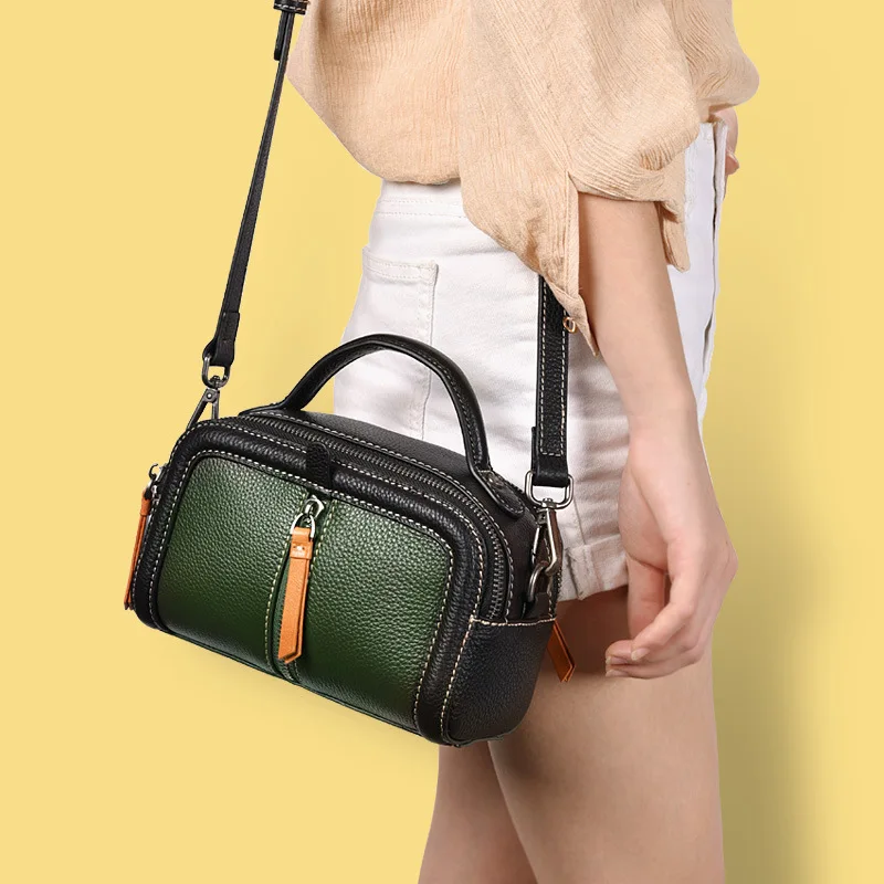 

2019 New trend women shoulder handbags simple fashion Retro Cow leather Mixed colors ladies shoulder bag Messenger bag