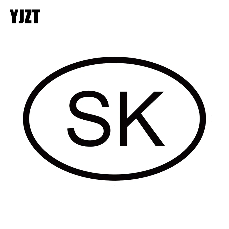 

YJZT 13.6CM*9.2CM VINYL DECAL CAR STICKER SK SLOVAKIA COUNTRY CODE OVAL Black Silver C10-01239