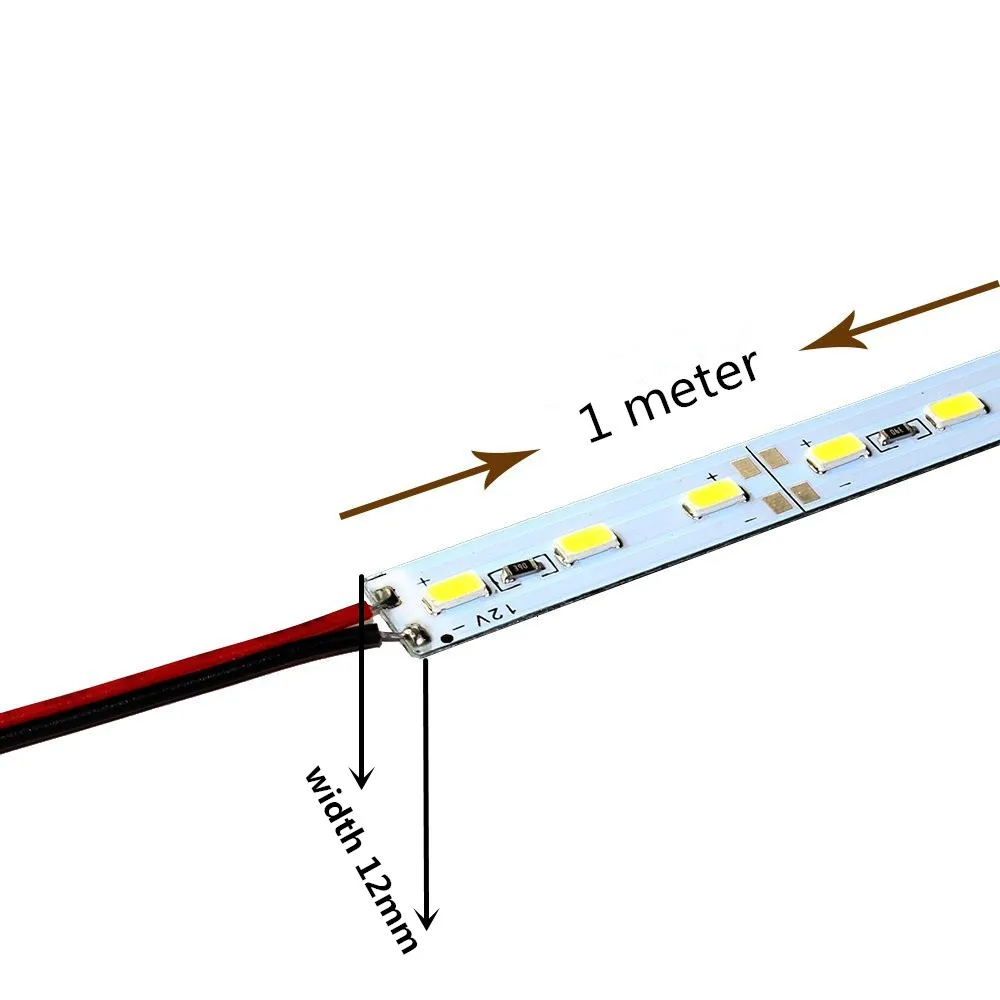 20 шт. 1 м 5630 Светодиодная лента постоянного тока 12 В 72 светодиода, не Водонепроницаемая 6500 К, теплый 3000 К холодный белый светильник для шкафа, Кухонный Светильник