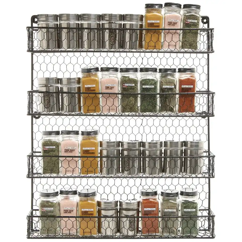 4 Tier Black Country Rustic Chicken Wire Pantry Cabinet Or Wall Mounted Spice Rack Storage Organizer Wall Mounted Spice Rack Mounted Spice Rackspice Rack Storage Aliexpress